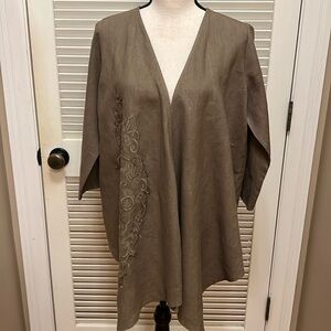 Peck & Peck Linen Cardigan / Duster, Brown, Size Small, EUC